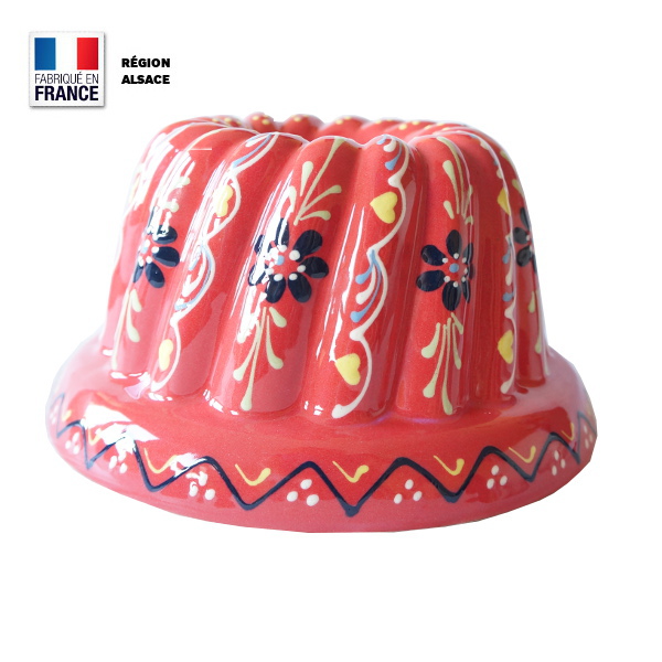 Moule à Kouglof Décor Petits Coeurs Rouges / 20 cm