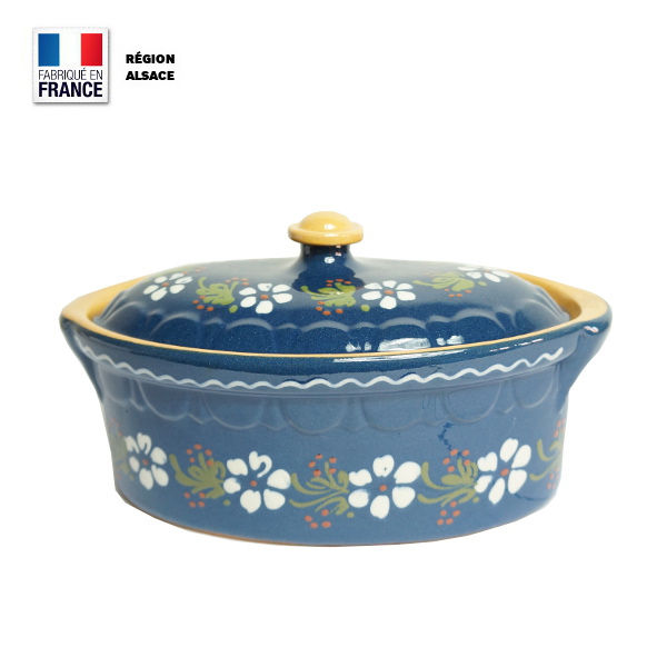 Terrine à Baeckeoffe en terre cuite bleue 2 personnes Poterie.alsace