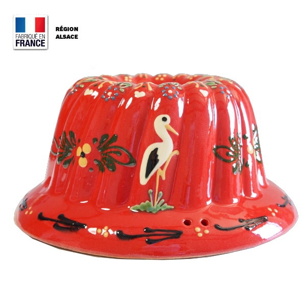moule à kouglof rouge 26 cm decor cigogne