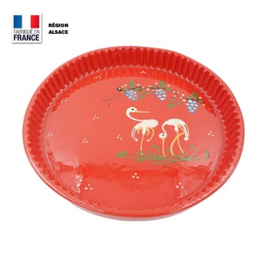 moule à tarte rouge motif cigogne