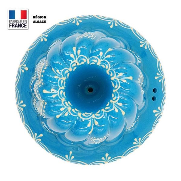 Moule à Kouglof Turquoise décor Coeur 20 cm