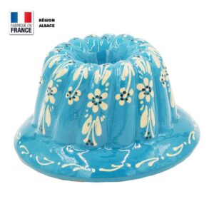 Moule à Kouglof Turquoise décor Fleur 20 cm