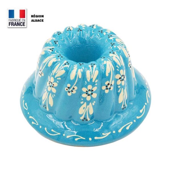 Moule à Kouglof Turquoise décor Fleur 20 cm