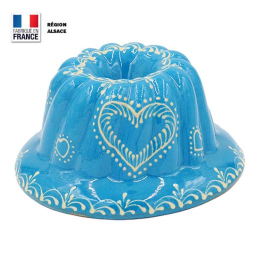 Moule à Kouglof Turquoise décor Coeur 16 cm