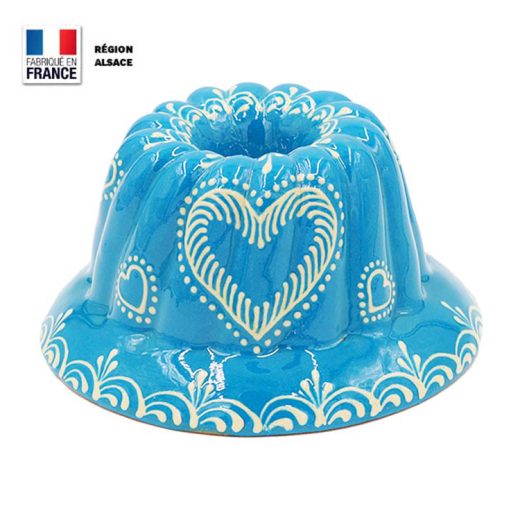 Moule à Kouglof Turquoise décor Coeur 18 cm