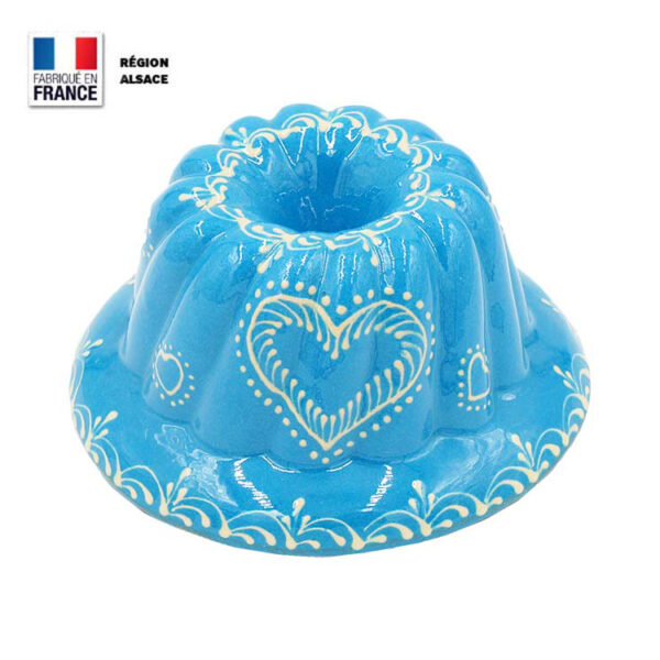 Moule à Kouglof Turquoise décor Coeur 16 cm