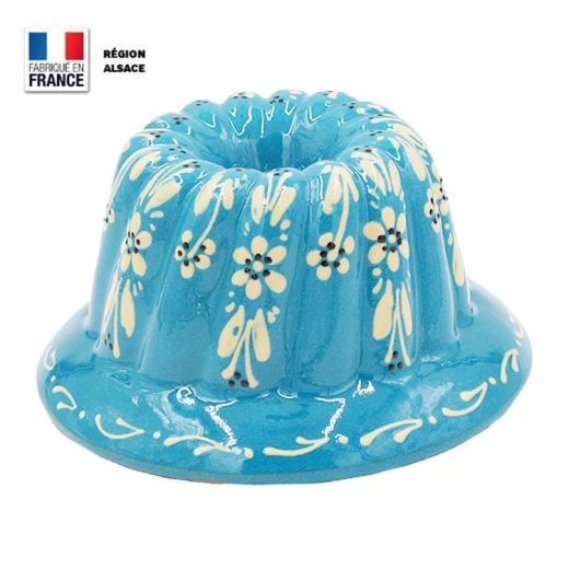 Moule à Kouglof Turquoise décor Fleur 18 cm