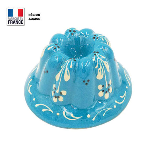 Moule à Kouglof Turquoise décor Fleur 12 cm