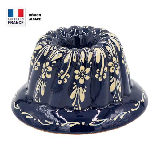 Moule à Kouglof Bleu Décor fleur 18 cm