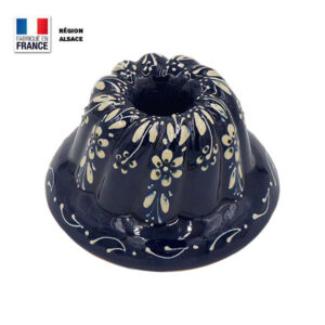 Moule à Kouglof Bleu décor Fleur 14 cm