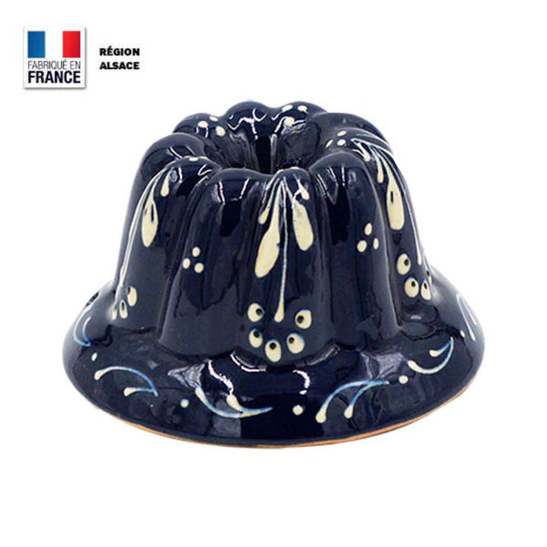 Moule à Kouglof Bleu décor Fleur 12 cm