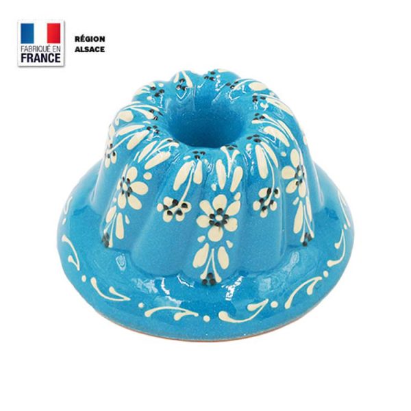 Moule à Kouglof Turquoise décor Fleur 16 cm