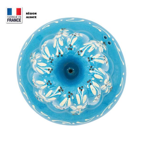 Moule à Kouglof Turquoise décor Fleur 14 cm