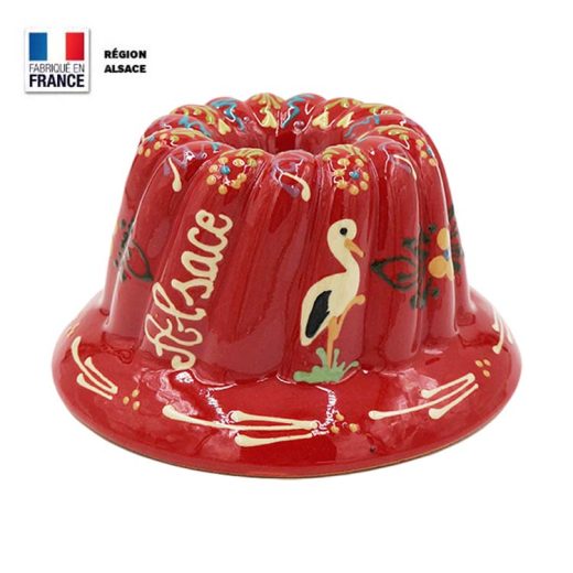Moule à Kouglof Rouge décor Cigogne 18 cm