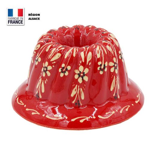 Moule à Kouglof Rouge décor Fleur 18 cm