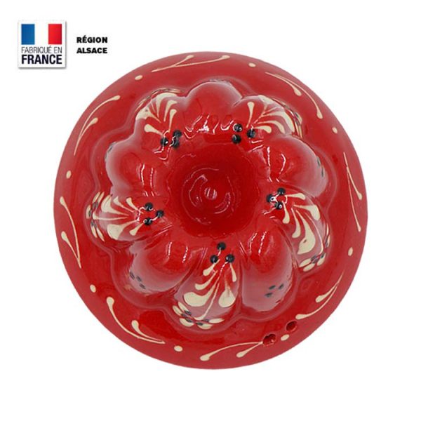 Moule à Kouglof Rouge décor Fleur 12 cm