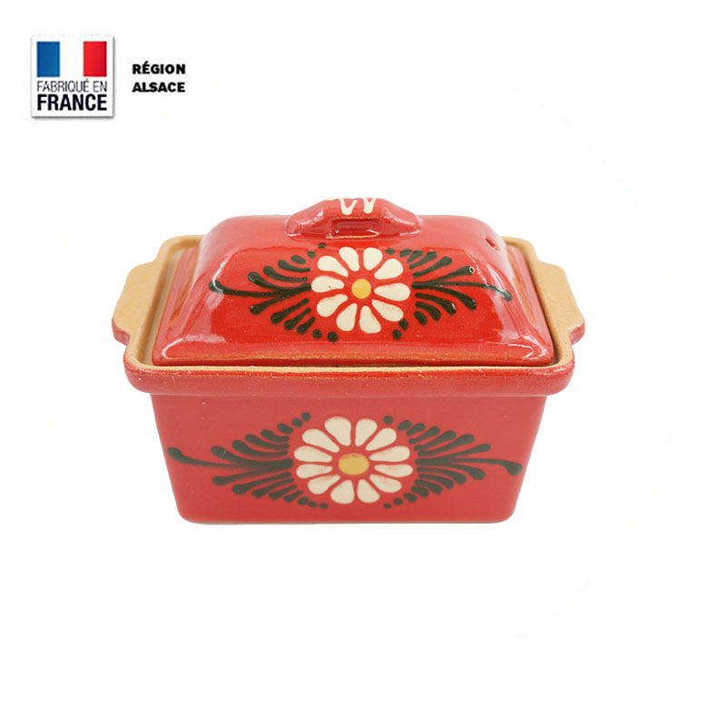 Terrine Ovale 37cm Rouge Decor Fleurs Blanches à Prix Carrefour