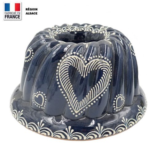 Moule à Kouglof bleu motif coeur 26 cm