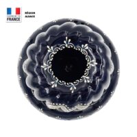 Moule à gâteau en poterie peinte à la main bleu français