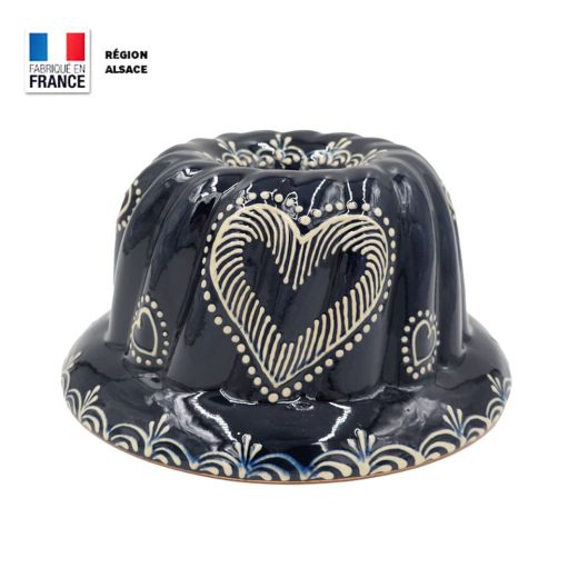 Moule à Kouglof bleu décor coeur 20 cm