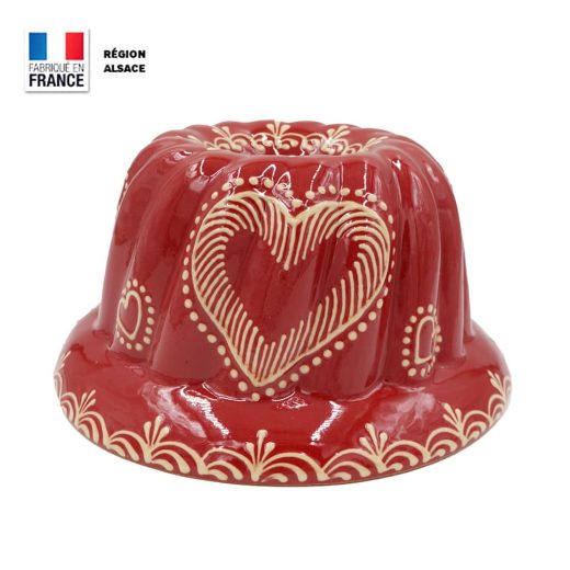 Moule à Kouglof Rouge décor coeur 20 cm