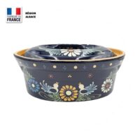 Terrine à Baeckeoffe Bleu décor oiseau 4 personnes