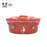 Terrine à baeckeoffe rouge décor cigogne pour 4 personnes