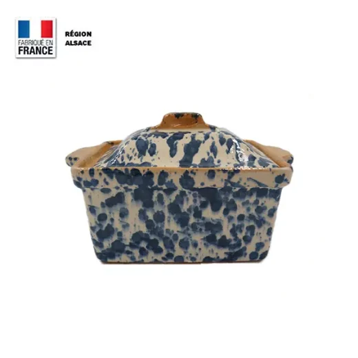 Terrine rectangulaire pour foie gras ou terrine bleue motifs balai