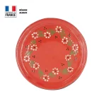 Plat de service rouge décor petites fleurs 24 cm