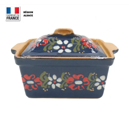 Terrine foie gras bleue décor marguerites 900 g