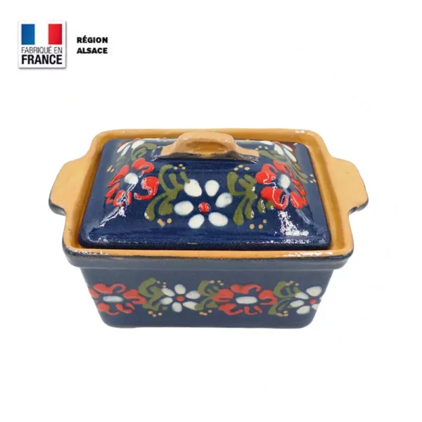 Terrine foie gras bleue décor marguerites 900 g