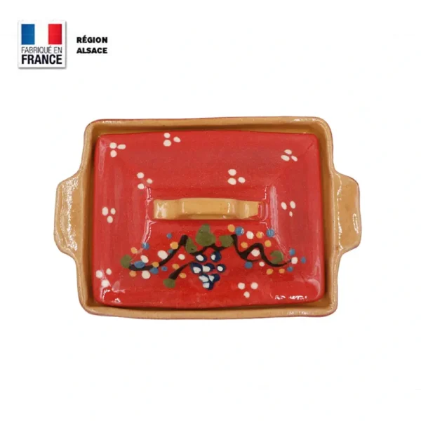 Terrine à foie gras rouge décor Cigogne 900 g