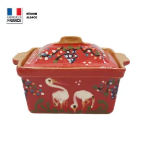 Terrine à foie gras rouge décor Cigogne 900 g