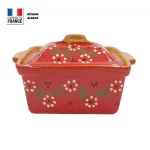 Terrine à foie gras rouge décor fleurs 900 g