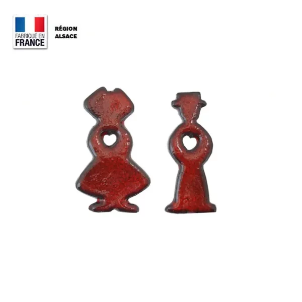 Magnet couple d'alsacien en céramique Rouge