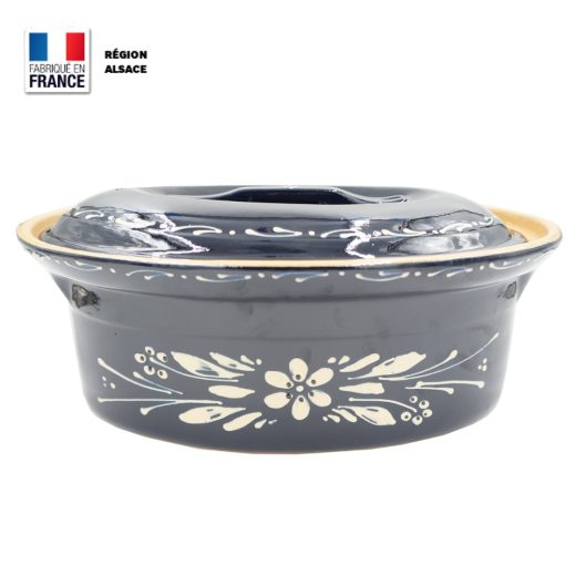 Terrine à Baeckeoffe 8 - 10 personnes Bleue décor Fleur