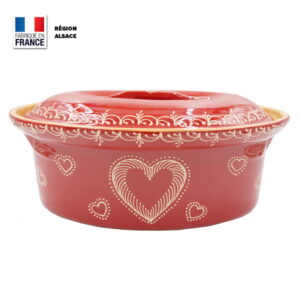 Terrine à Baeckeoffe 8 - 10 personnes Rouge décor Coeur