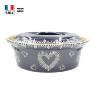 Terrine à Baeckeoffe blue with flowers 34cm N° 3 - Poterie Lehmann  Soufflenheim