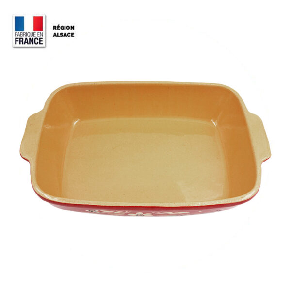 Plat à Gratin - Plat Rectangle 28 cm Rouge décor Fleur