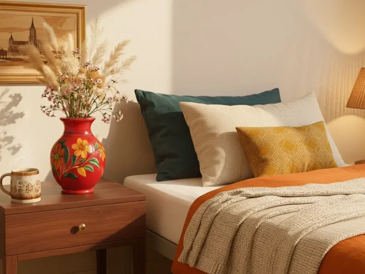 Une chambre apaisante et naturelle grâce à la poterie alsacienne et une literie adaptée