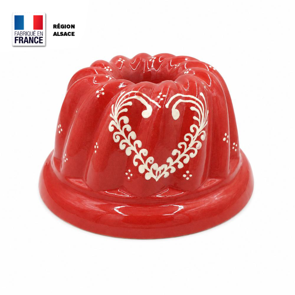 Moule à Kouglof Rouge Cœur Frise
